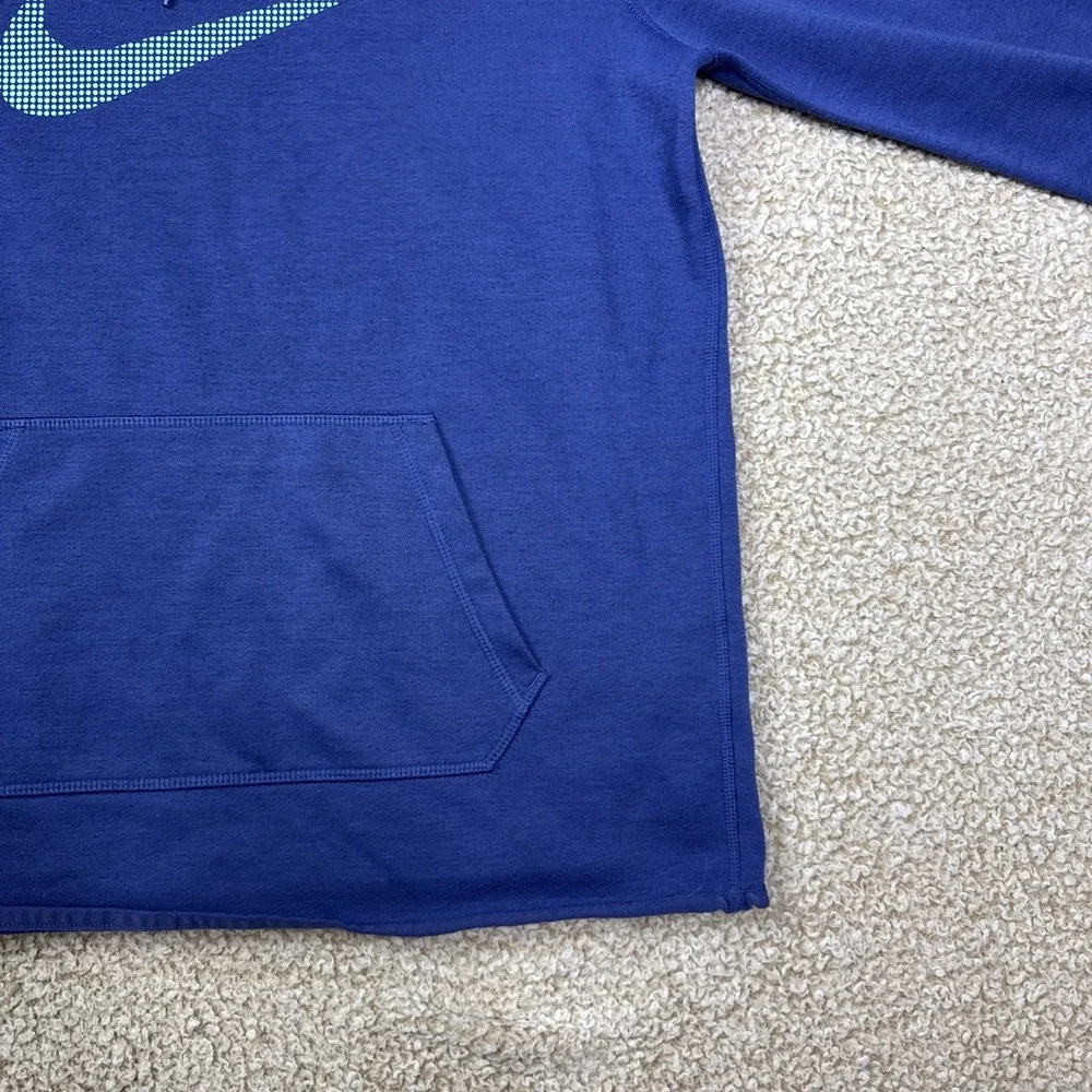 Nike Dri-FIT Hooded Pullover Hoodie Blue Men's S Lightweight L/S Check Logo